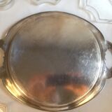 Aperitif tray tray empty-pocket with 5 raviers in silver metal and glass Gallia / Christofle