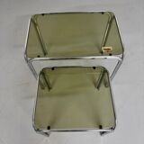 Morex nesting coffee table in metal and smoked glass, Italian design from the 1980s