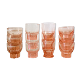 Set of 12 antique small pink glasses
