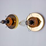 Pair of pear-shaped "cocoon" wall lights, resin and pine, Italy, 1970