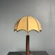 Midcentury brutalist wood turned mushroom table lamp, Charles Dudouyt style