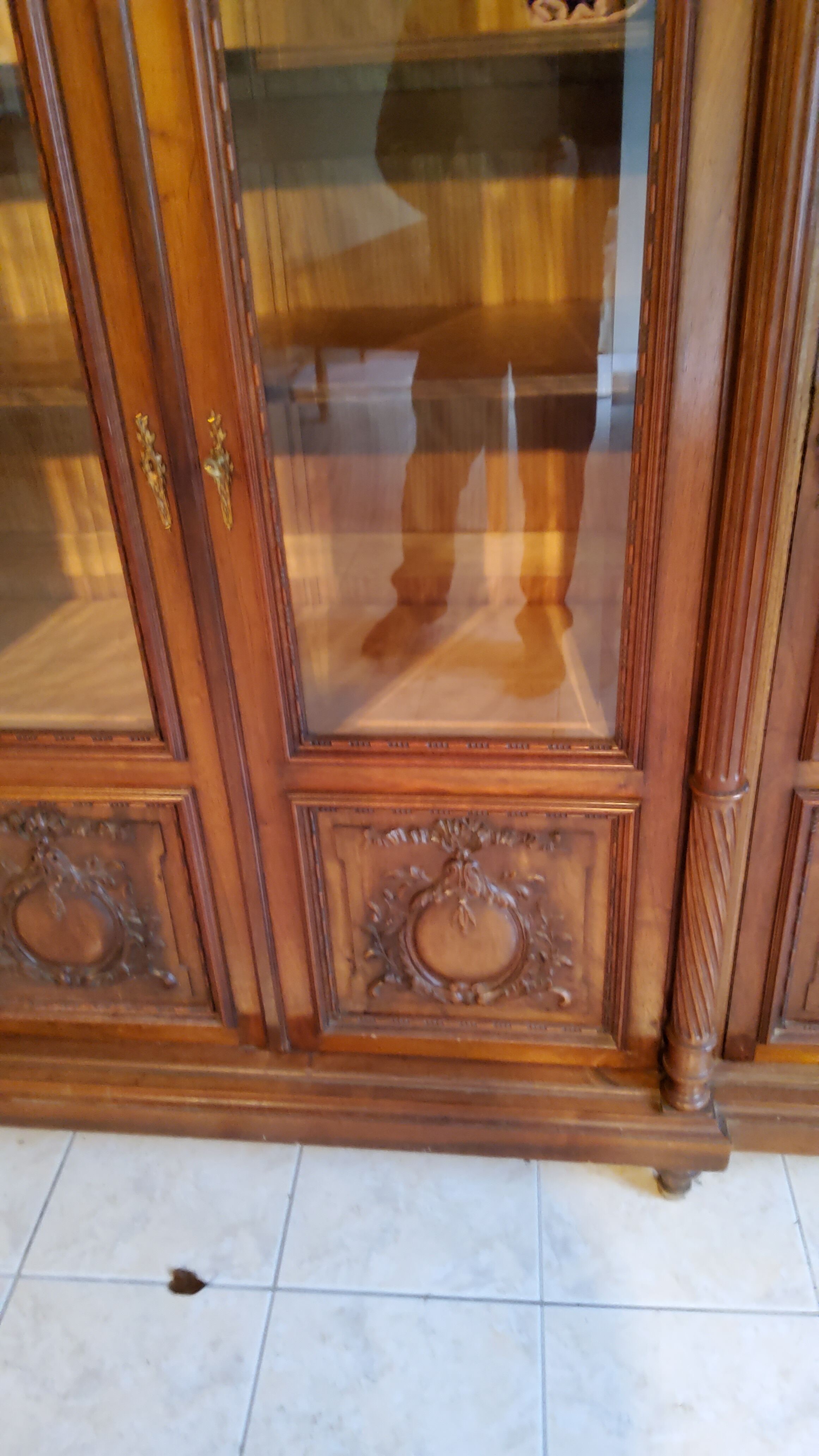 Late nineteenth century Louis XVI style library in walnut