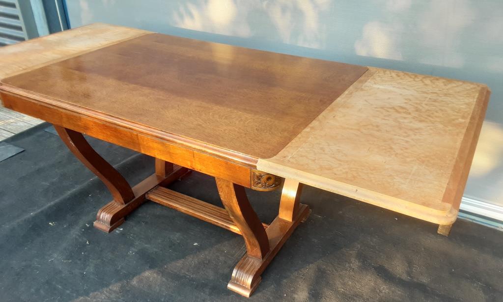Art Deco lyre table 2 extensions 4/8 guests