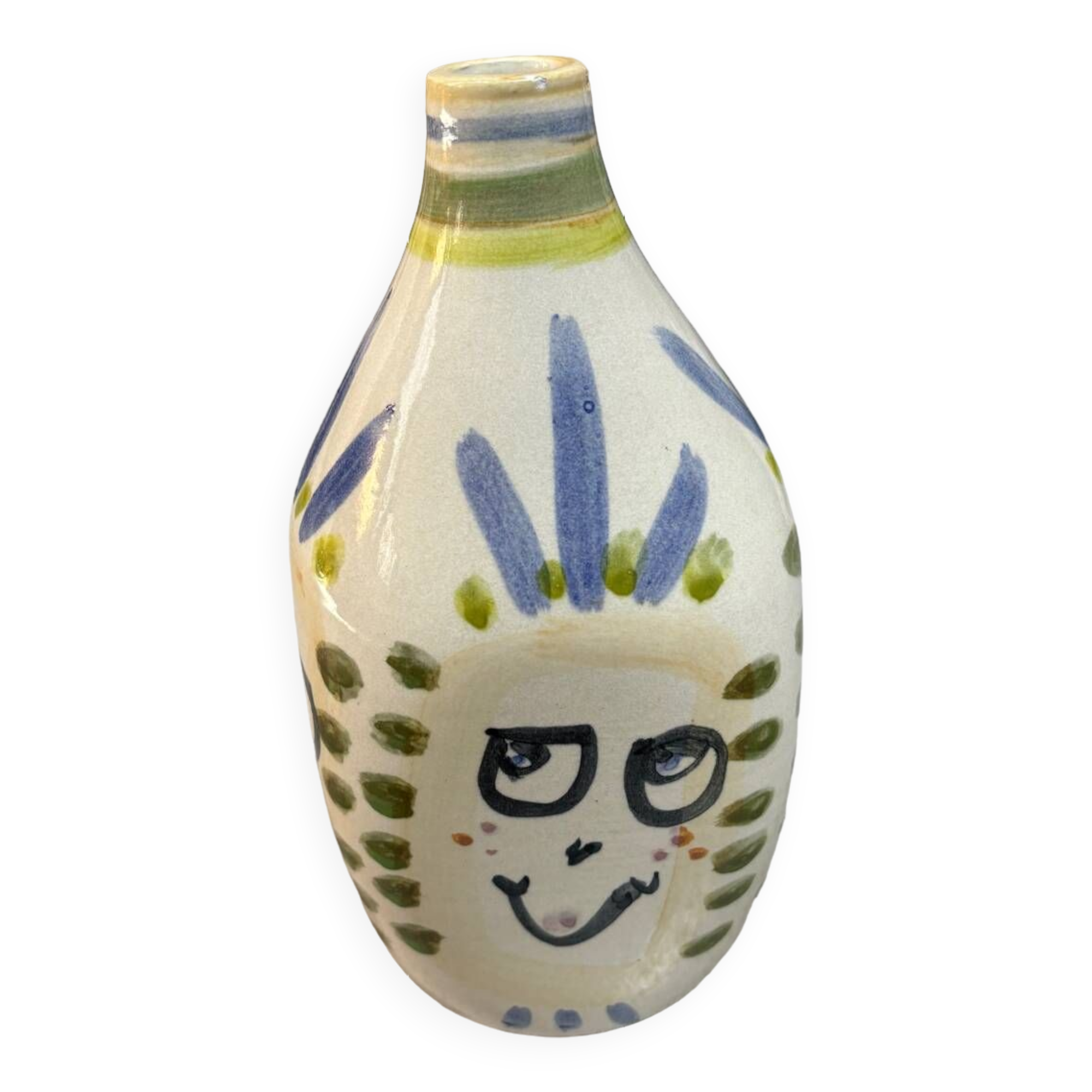 ceramic Vase decorated with Face 22cm