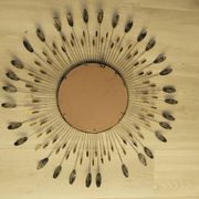 Grand miroir soleil en métal 75 cm, vintage, style Line Vautrin ( 2 )
