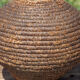 Old basket with lid, burgundy straw and bramble, woven basket, interior decoration
