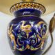 Lampe de table faïence de Gien décor Renaissance fond bleu