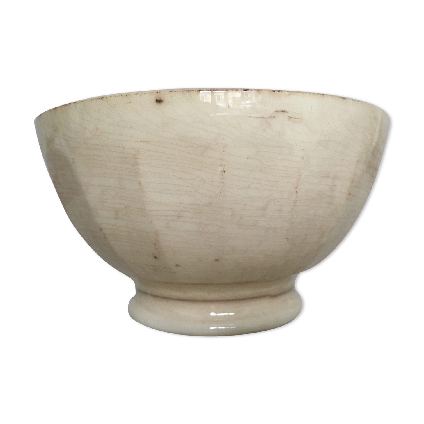 Bol de ferme 19e en faience blanc ivoire de St Amand