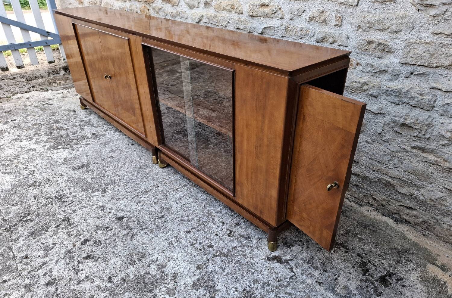 Mahogany glass sideboard, 1950