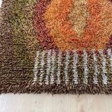 Original ABSTRACT Scandinavian High Pile Pop Art Rya Rug Carpet, Sweden, 1960s