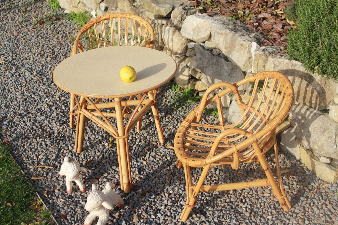 Vintage set for children in rattan