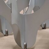 Minimalist sculptural coffee table in metal and glass