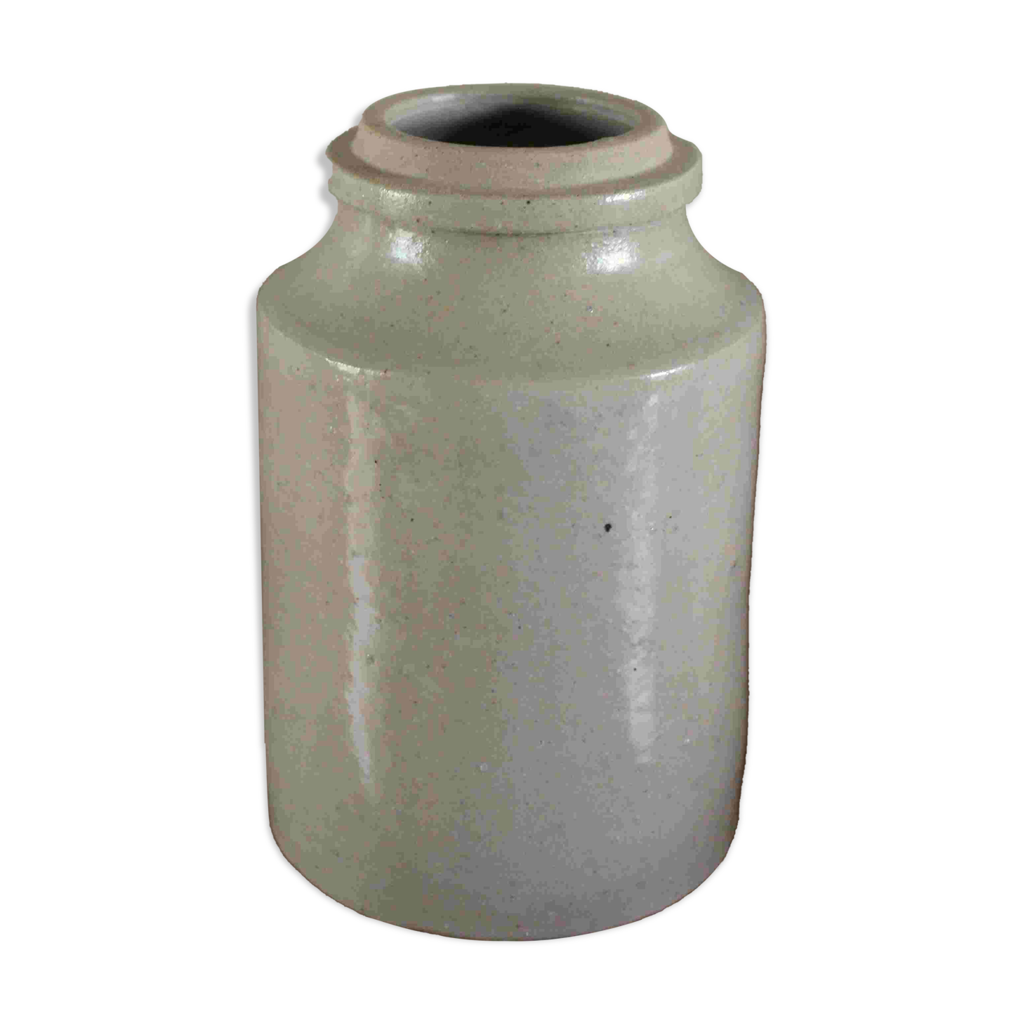 Vase, pot en grès vernissé grège vintage