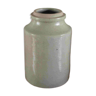 Vase, pot en grès vernissé grège vintage