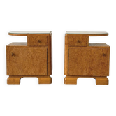 Art Deco bird’s-eye maple nightstands, France, 1930s