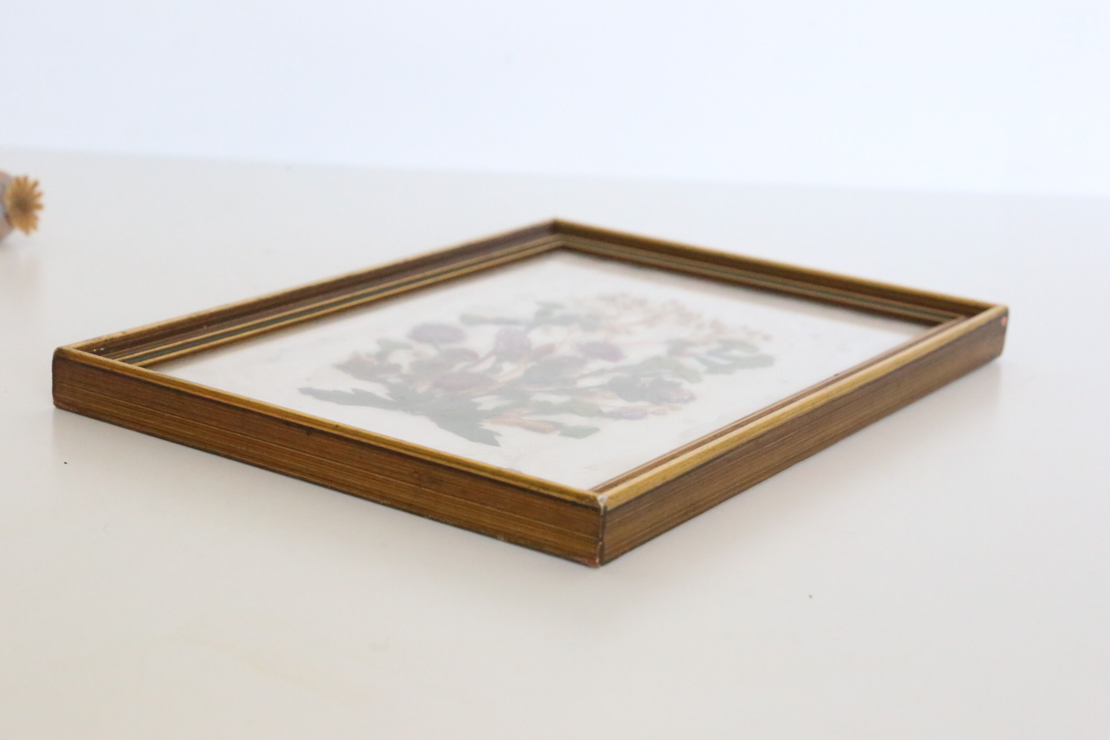 Table of dried flowers on beige, vintage, handicrafts