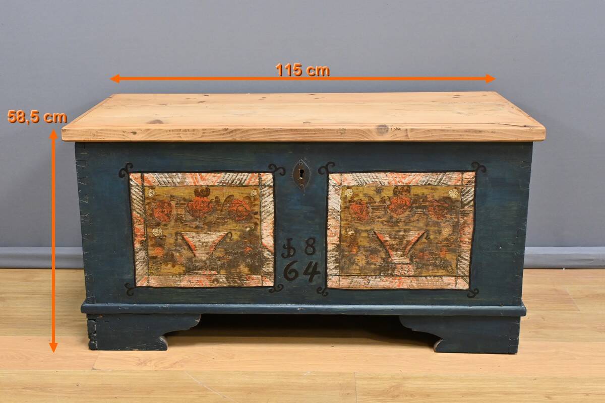 Painted Pine Chest, Eastern Europe – Late 19th Century