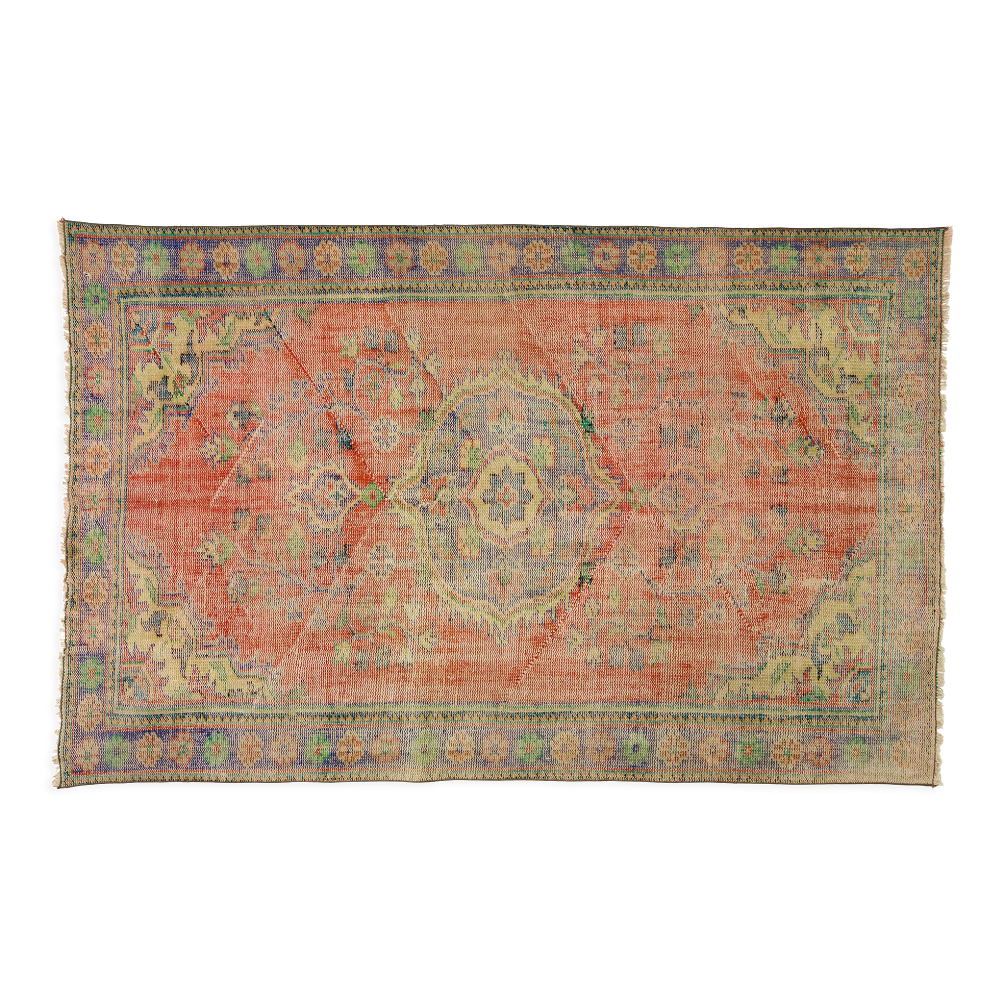 Anatolian handmade vintage rug 255 cm x 164 cm