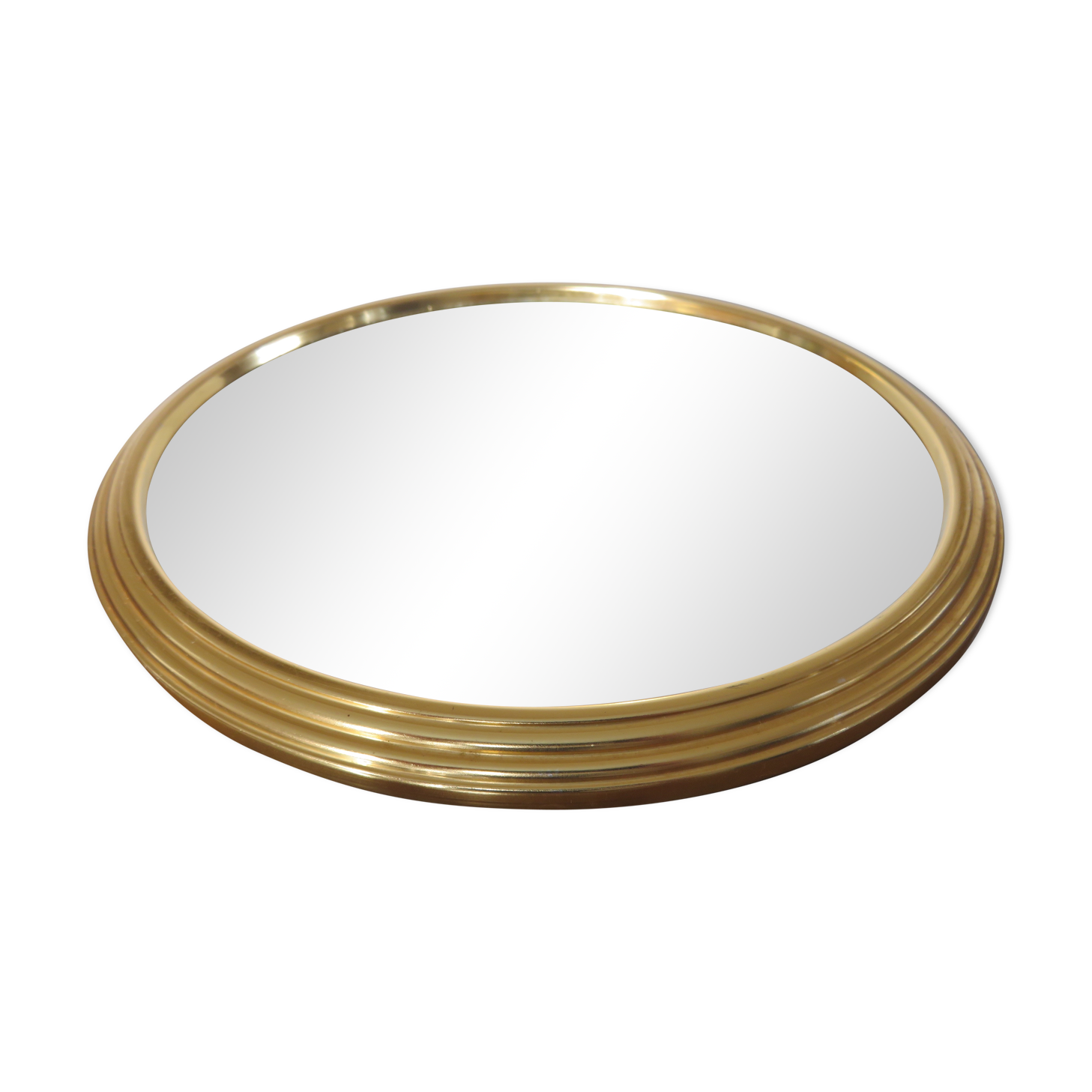 Golden 50-60's aluminium round mirror tray