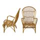 Vintage Set Rattan Chairs Armchairs Table Boho Design Sixties