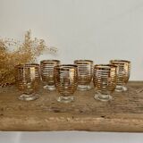 6 verres à liqueur dorés
