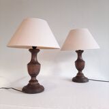 Set of two wooden vintage lamps