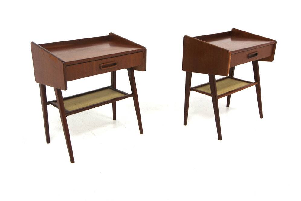 2 Scandinavian mahogany bedside tables, Sweden, 1960