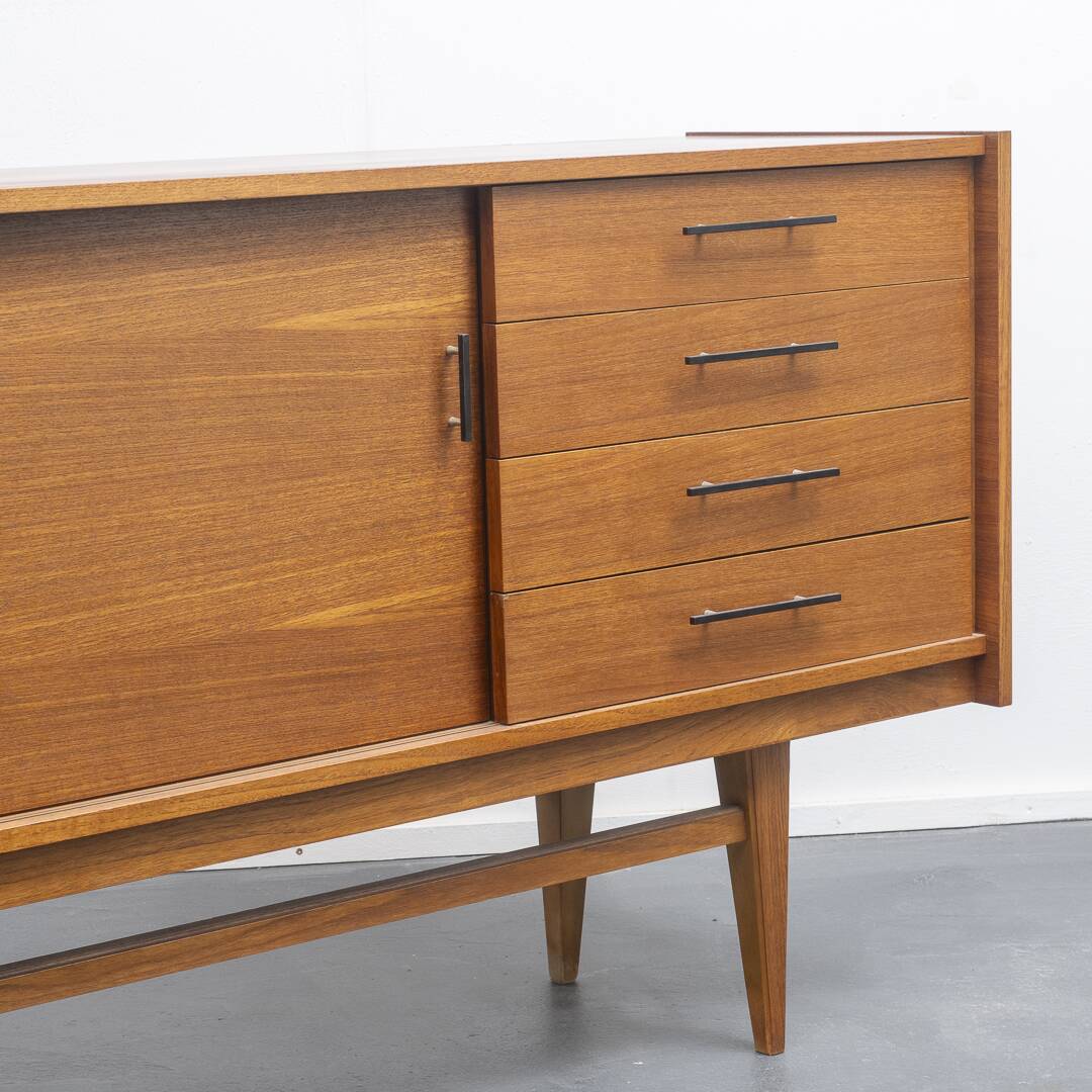 1950s sideboard, teak, sliding doors, restored,