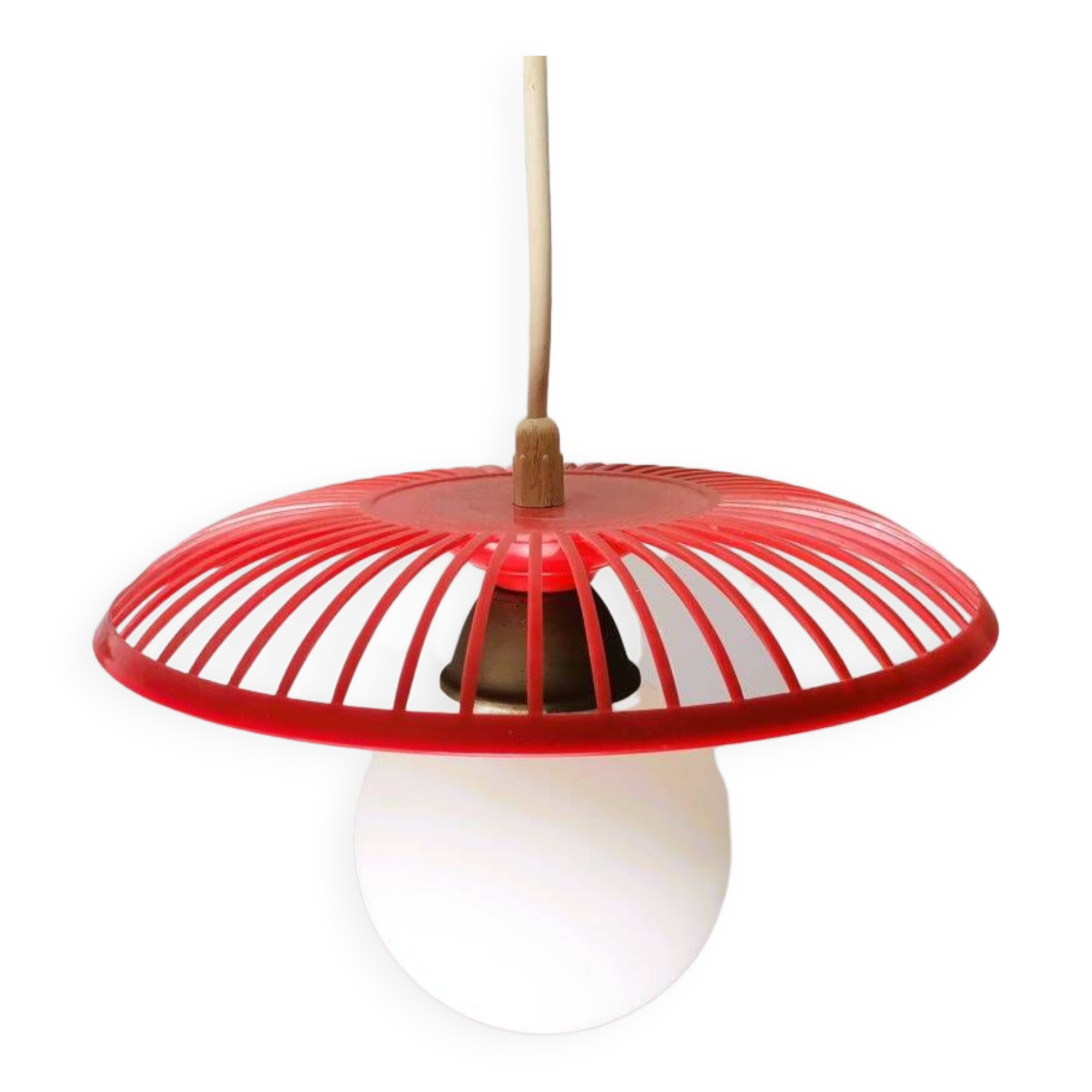 Mid-Century Kitchen Table Hanging Lamp in Red Plastic, 1960s