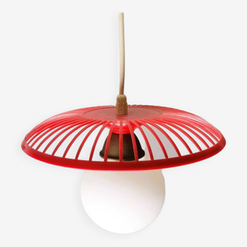 Mid-Century Kitchen Table Hanging Lamp in Red Plastic, 1960s