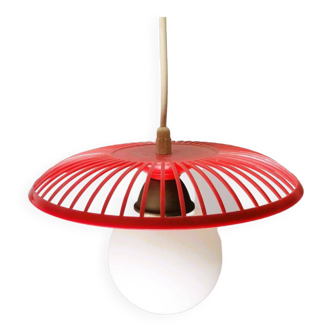 Mid-Century Kitchen Table Hanging Lamp in Red Plastic, 1960s