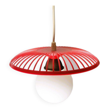 Mid-Century Kitchen Table Hanging Lamp in Red Plastic, 1960s