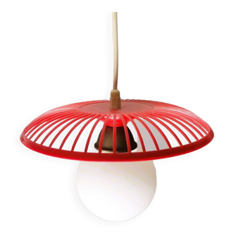 Lampe à Suspension de Table de Cuisine Mid-Century en Plastique Rouge, 1960s
