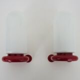 Pair of red and white Space Age wall lights 60s 70s