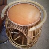 Bar on wheels vintage rattan