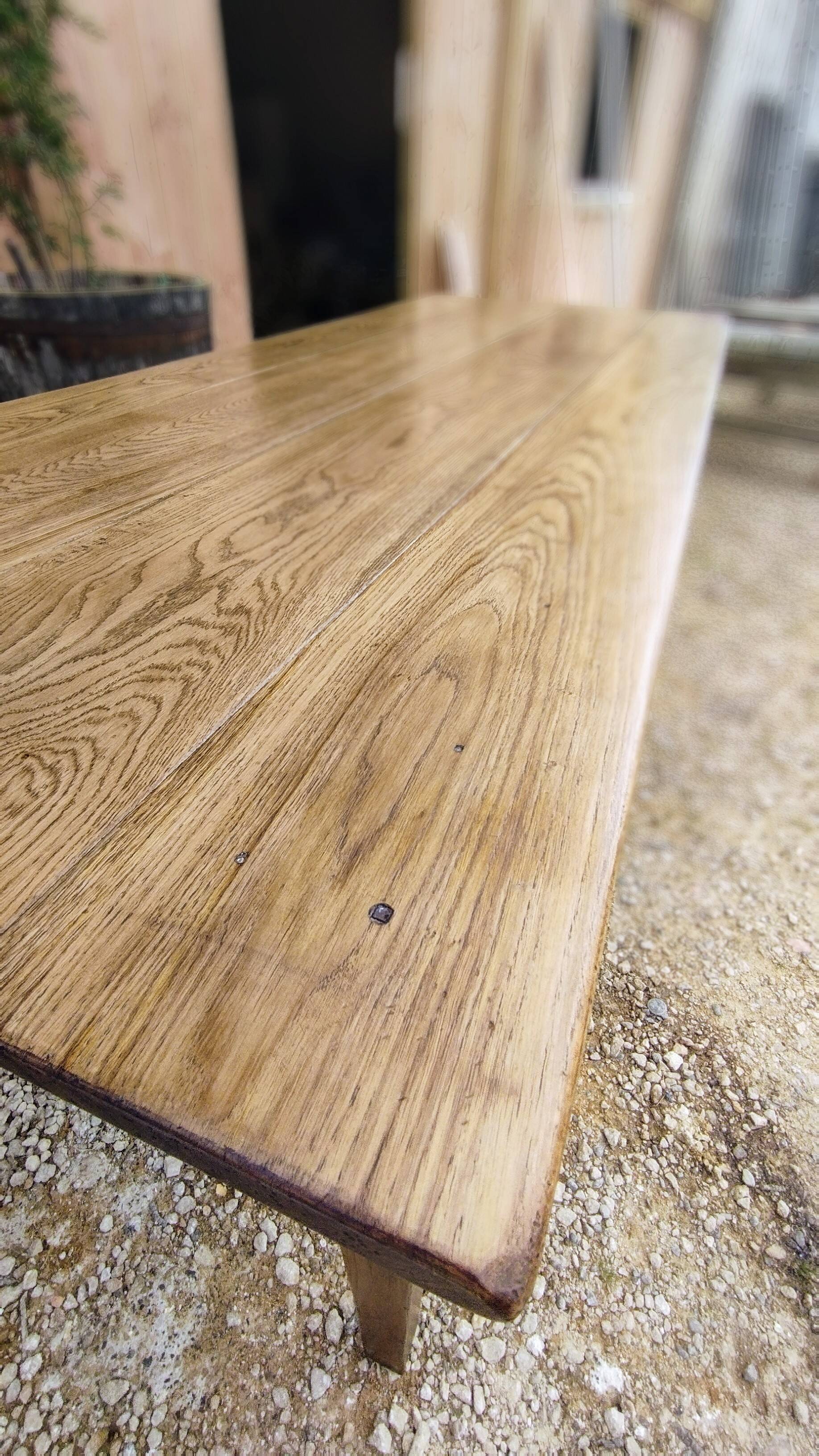 Large solid oak farmhouse table with two drawers 260 cm x 100 cm