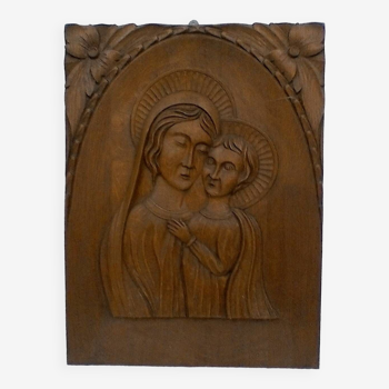 Tableau religieux , sculpture , vintage .