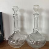 Duo of glass decanters