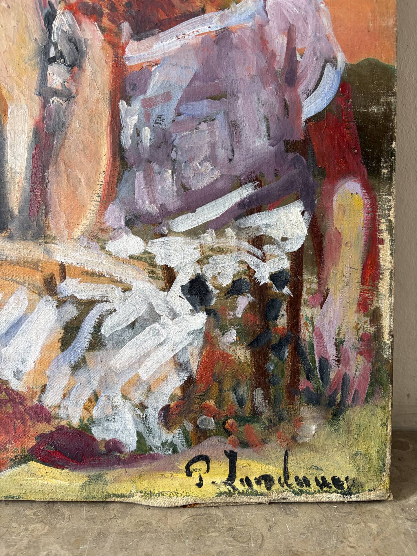 Family portrait at the beach signed Patrice Landauer