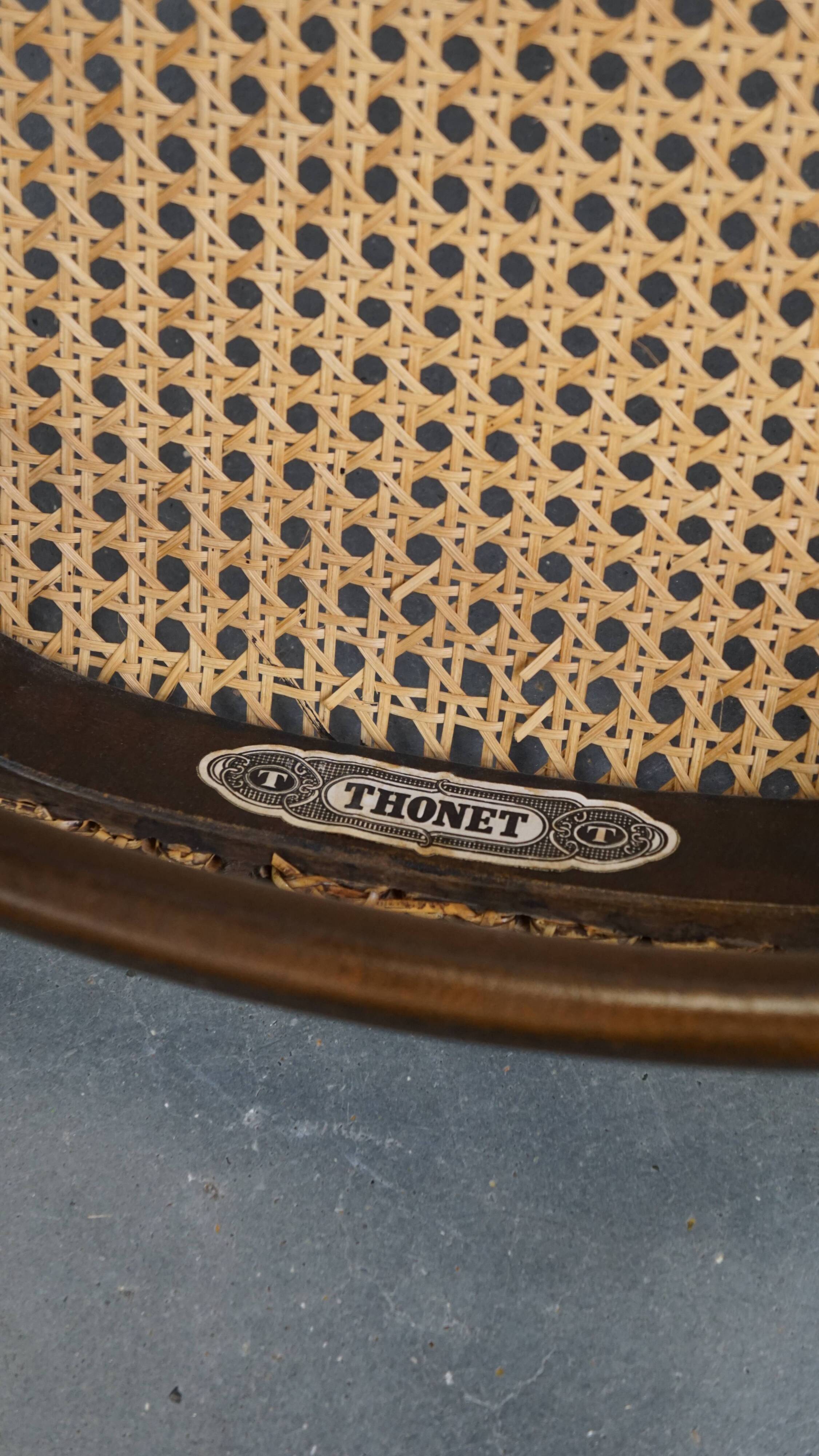 Lot de 4 chaises hautes vintage en bois courbé « Long John » de Thonet
