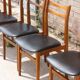 Set of 6 Scandinavian chairs in beech and black skaï, 1960s
