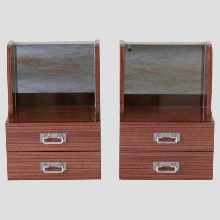 Vintage Italian Mid-Century Modern Wood Bedside Tables, 1970 circa