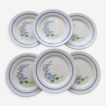 Set de 6 assiettes creuses en faience de Niderviller, modèle Kate