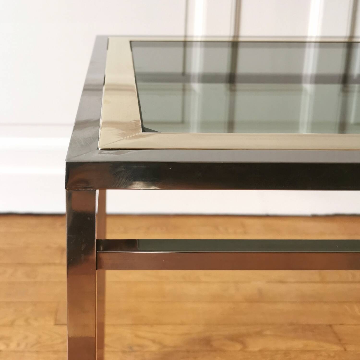 Chrome brass side table, 1970.