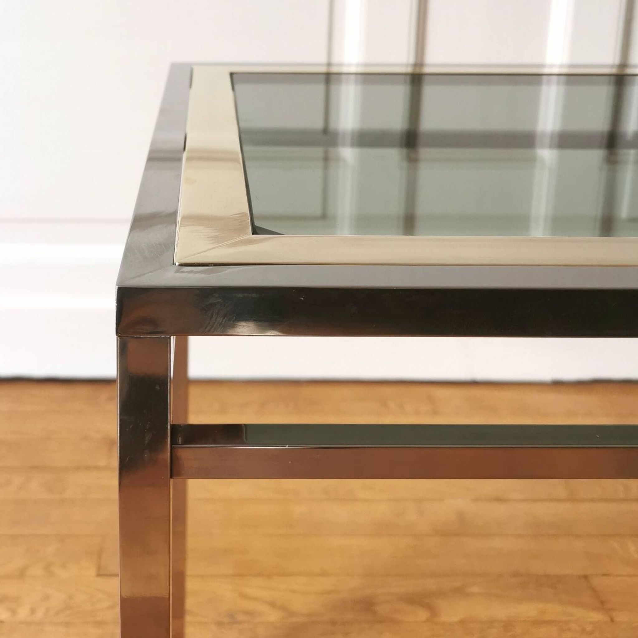 Chrome brass side table, 1970.