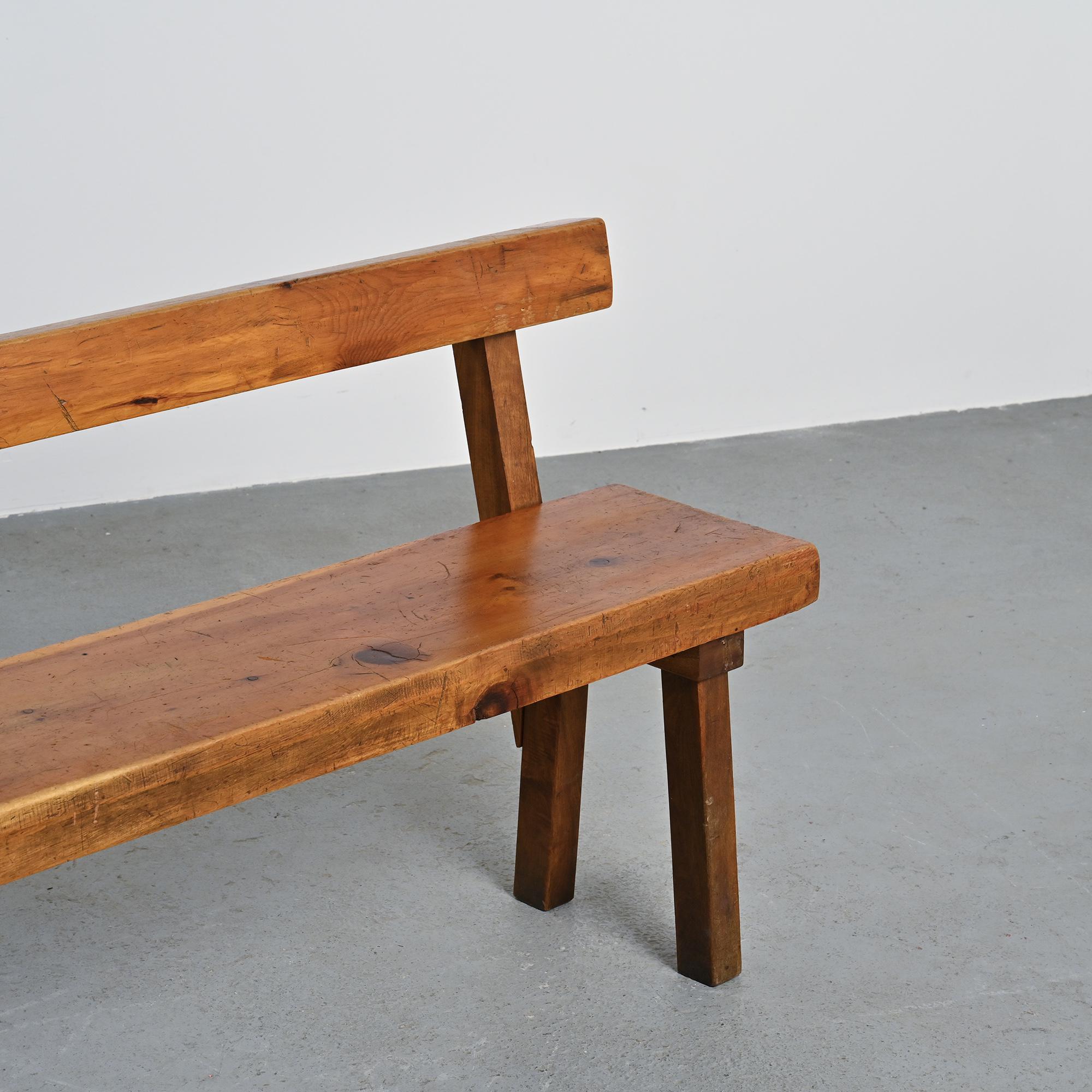 Banc en pin massif par Christian Durupt, circa 1960
