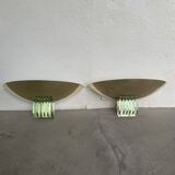 Pair of brass and art deco glass wall lights SCE