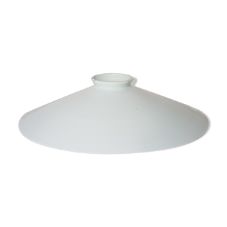 Suspension in white opaline, Abat-jour, frilly, lace - Antique French Vintage.