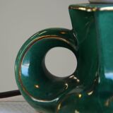 Vintage Green Ceramic French Lamp with Gold Accents