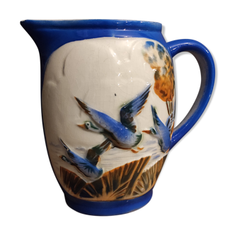 French vintage pitcher of St Clément, wild ducks